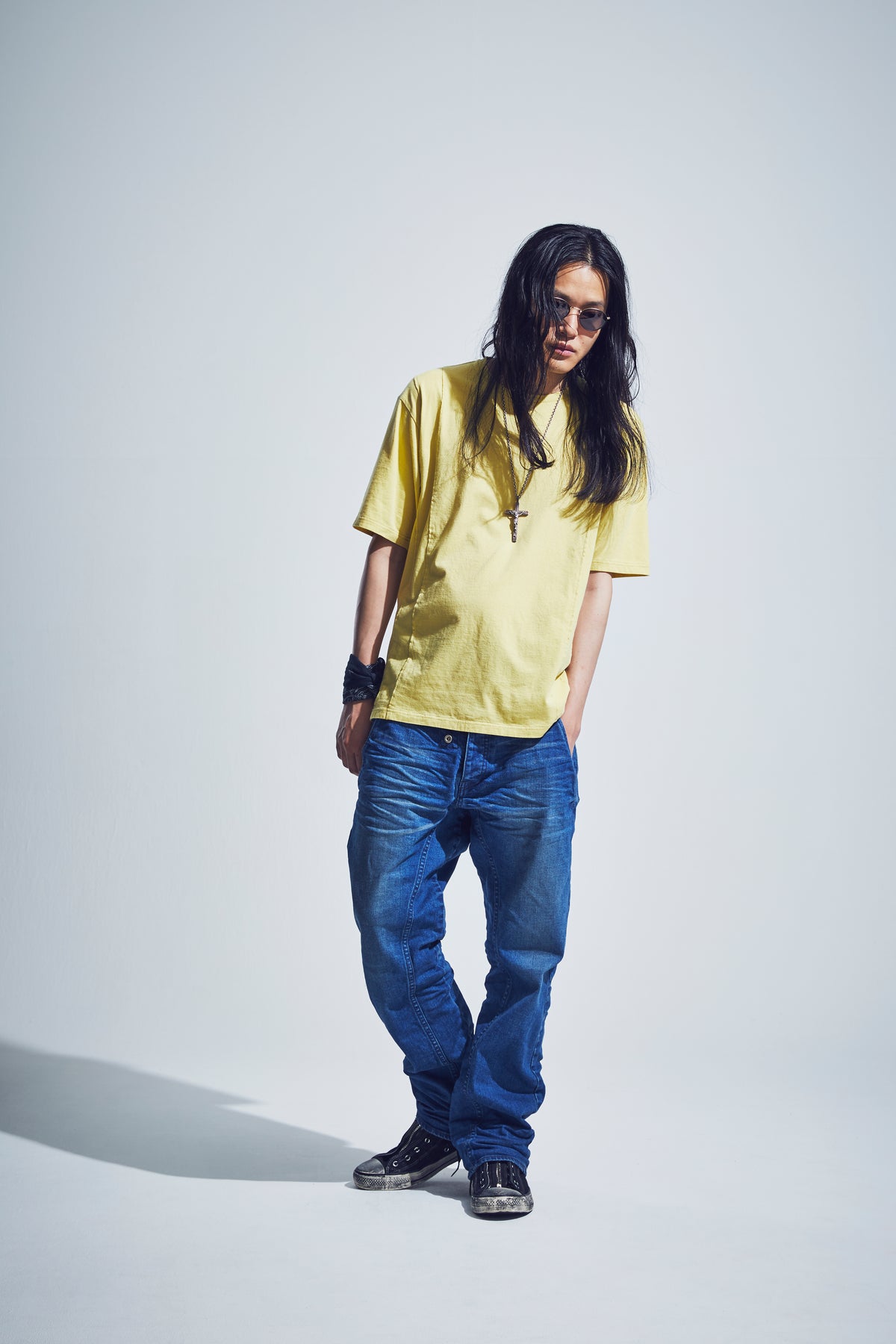 12.5oz オーガニックコットン ストレッチデニム BOXY IGGY ボックスワイドストレート ユーズド加工 - INDIGO