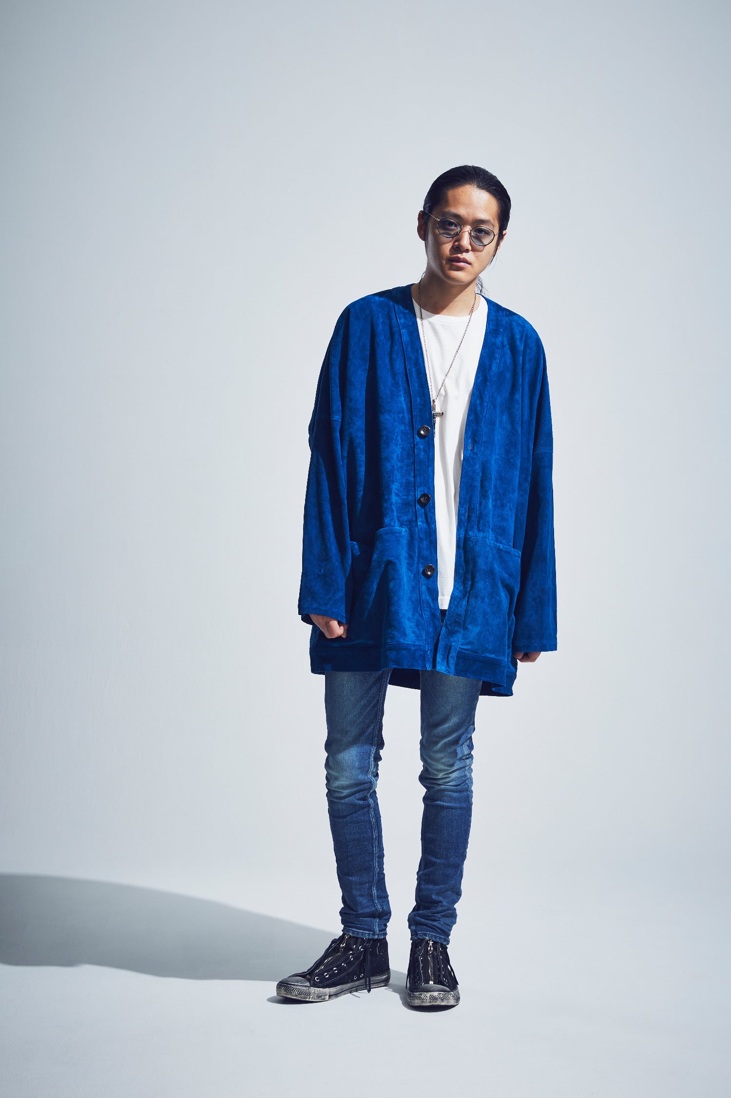 STRUM ニットカーディガン 地生カーフスエード KURT オーバーカーディガン - BLUE – STRUM OFFICIAL