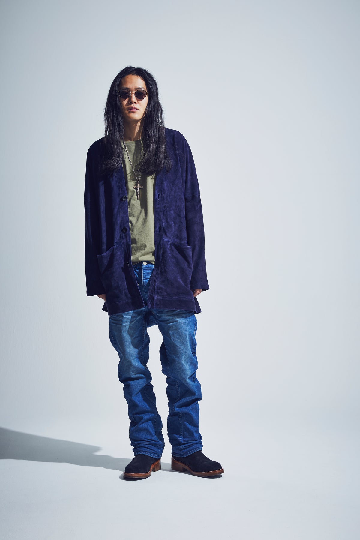 12.5oz オーガニックコットン ストレッチデニム BOXY IGGY ボックスワイドストレート ユーズド加工 - INDIGO