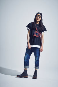 12.5oz オーガニックコットン ストレッチデニム CROPPED JAM クロップド ユースド加工 - INDIGO