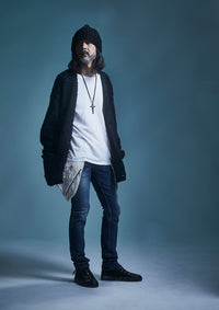 Loop Tweed Knit Long Cardigan - BLACK