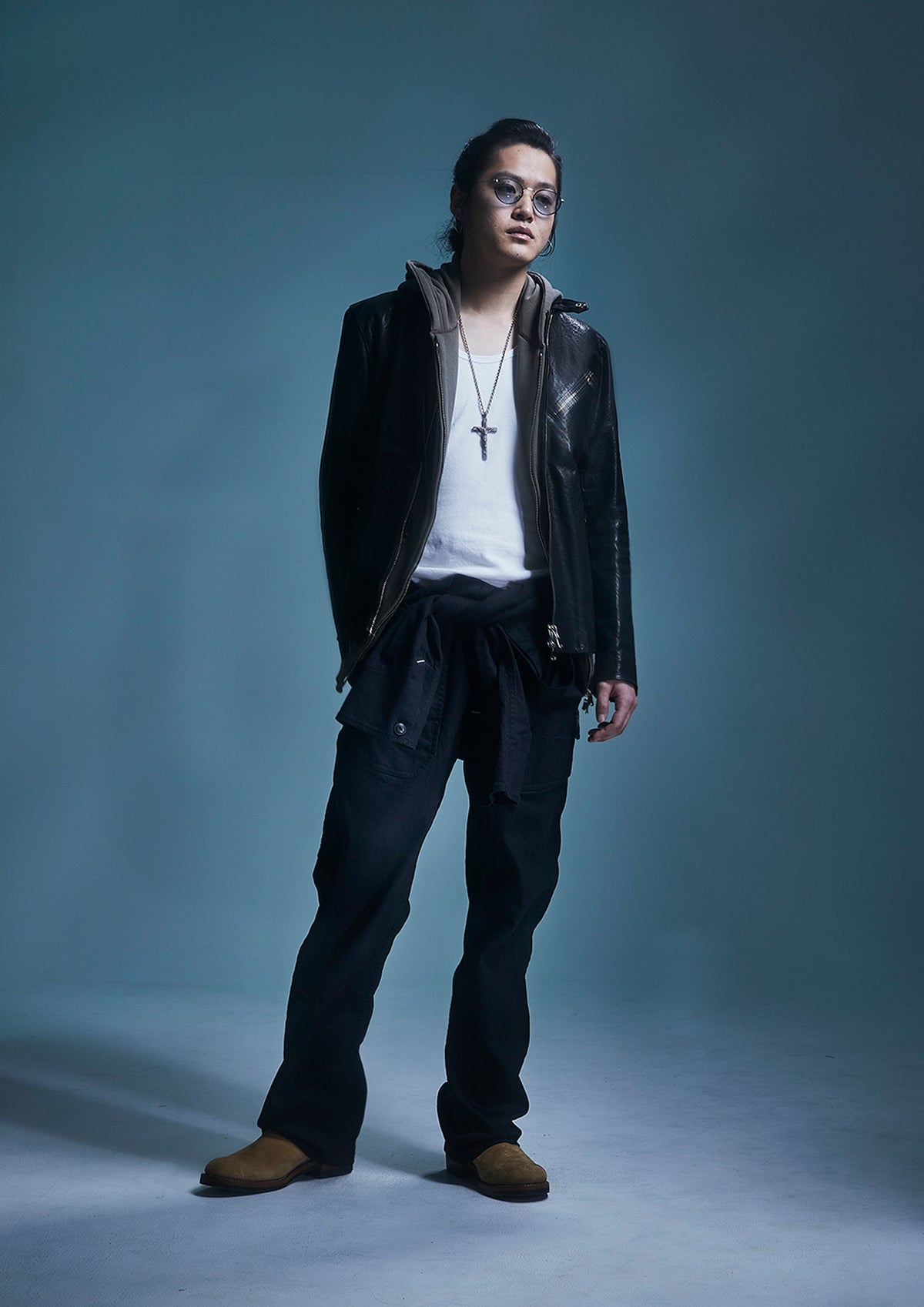 Stretch Cotton Polyester Knit Backside Velor finish Zip up Hoodie - OLIVE