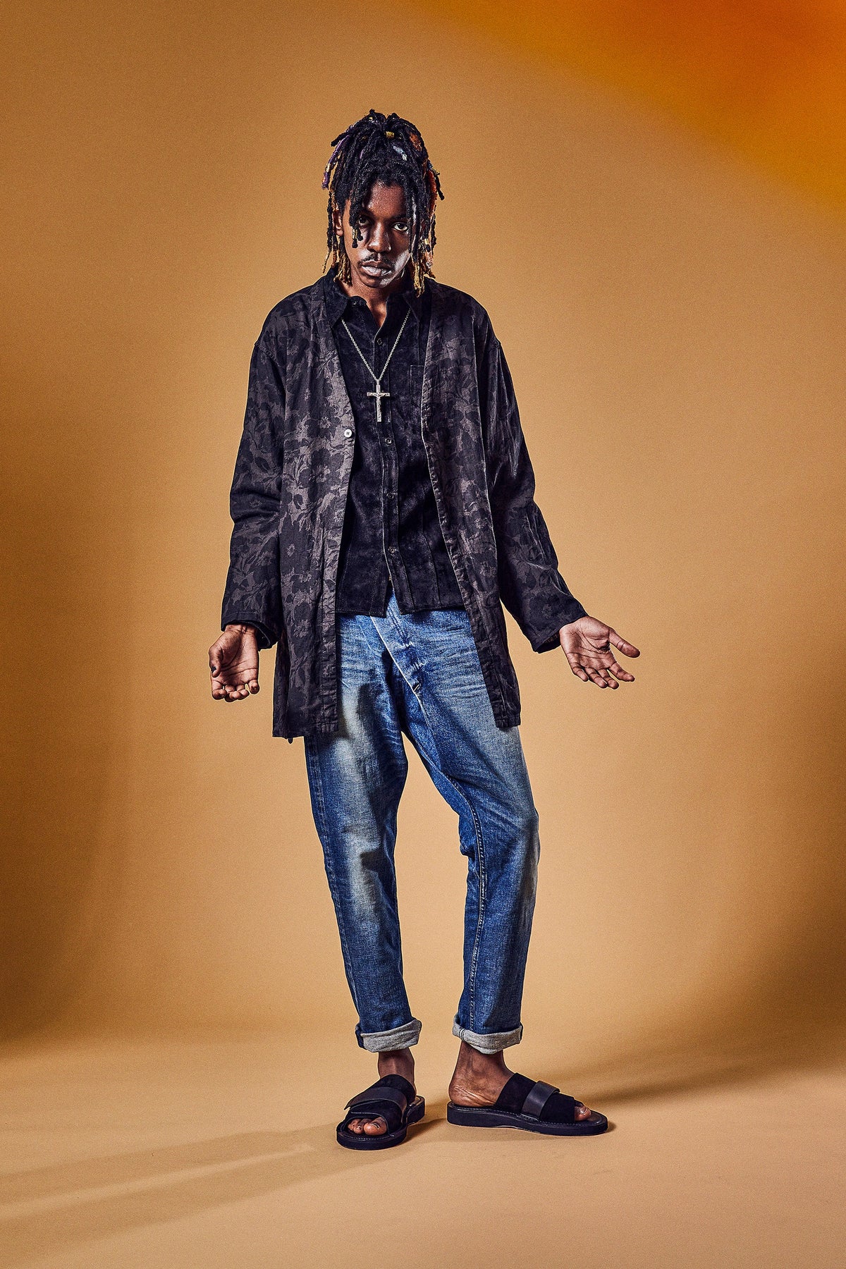 12.5oz Organic Cotton Stretch Over Lap Tight Straight Jeans - INDIGO