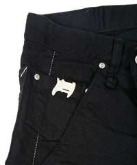 11oz Organic Cotton Stretch Denim Box Wide Straight Jeans - BLACK