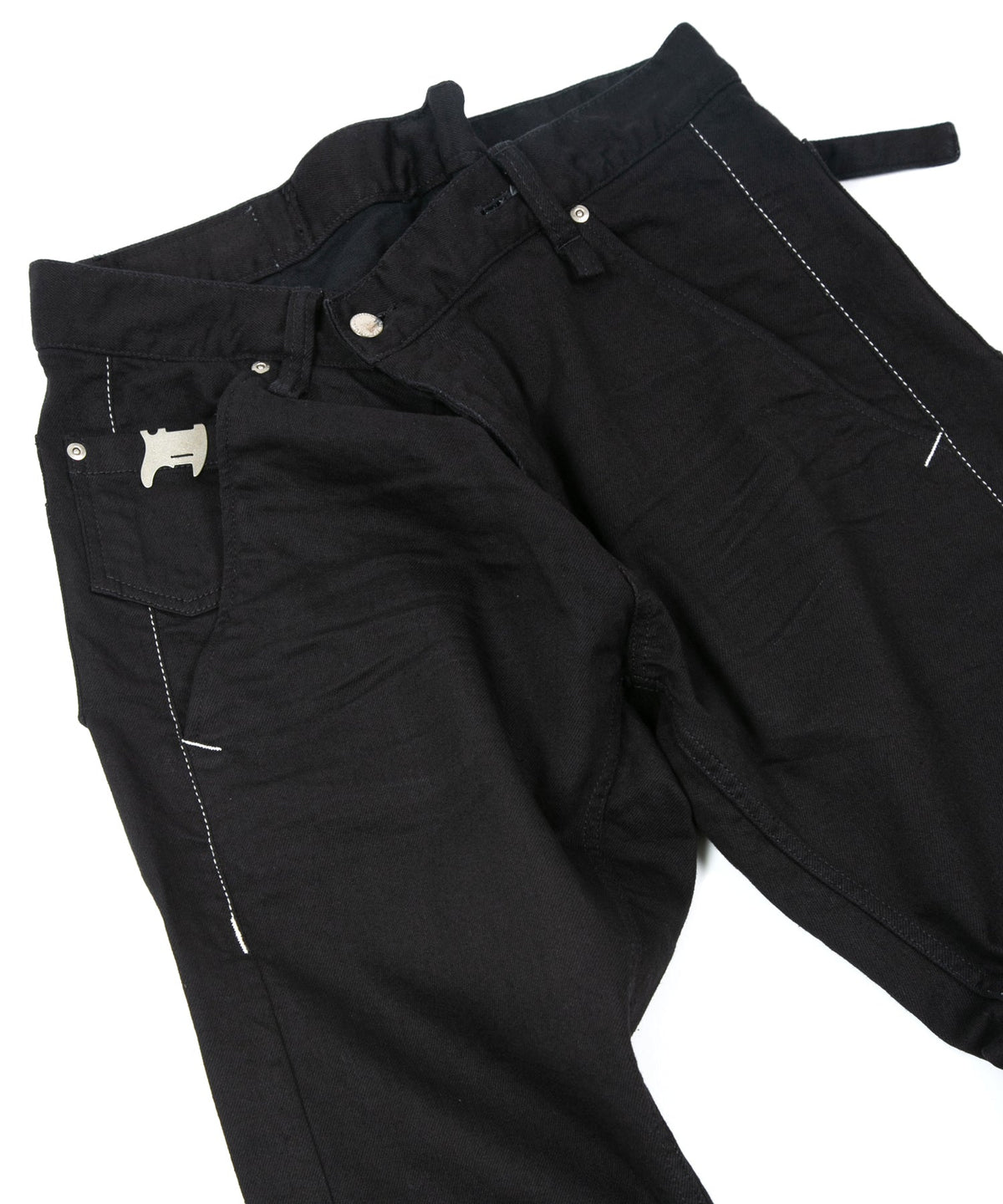 11oz Organic Cotton Stretch Denim Box Wide Straight Jeans - BLACK