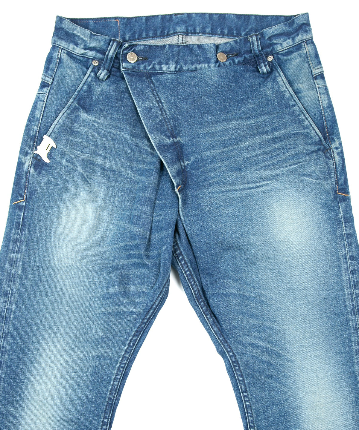 12.5oz Organic Cotton Stretch Over Lap Tight Straight Jeans - INDIGO