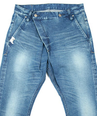 12.5oz Organic Cotton Stretch Over Lap Tight Straight Jeans - INDIGO