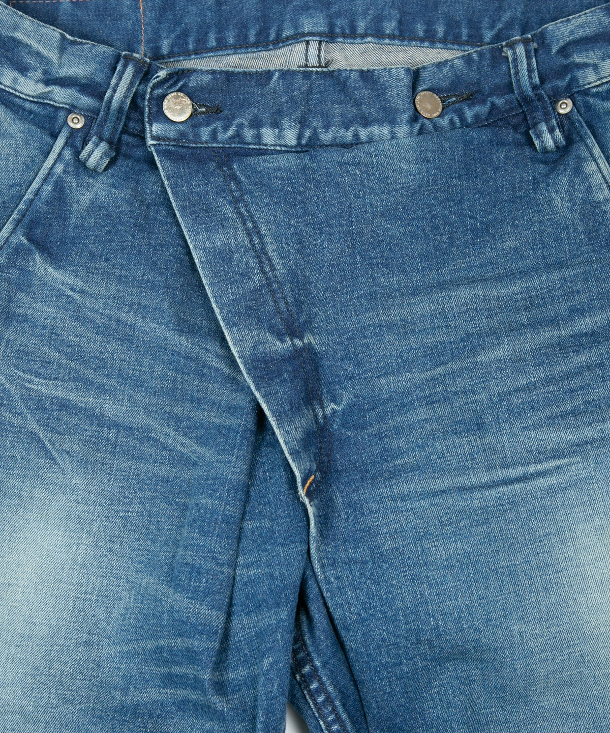 12.5oz Organic Cotton Stretch Over Lap Tight Straight Jeans - INDIGO