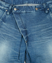 12.5oz Organic Cotton Stretch Over Lap Tight Straight Jeans - INDIGO