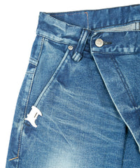 12.5oz Organic Cotton Stretch Over Lap Tight Straight Jeans - INDIGO