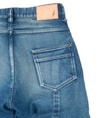 12.5oz Organic Cotton Stretch Over Lap Tight Straight Jeans - INDIGO