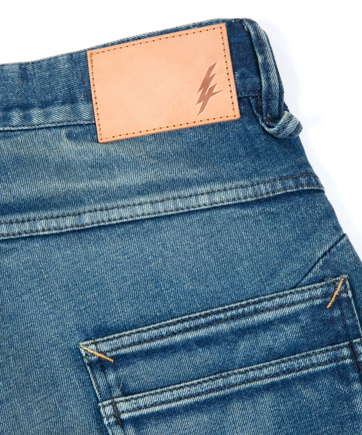 12.5oz Organic Cotton Stretch Over Lap Tight Straight Jeans - INDIGO