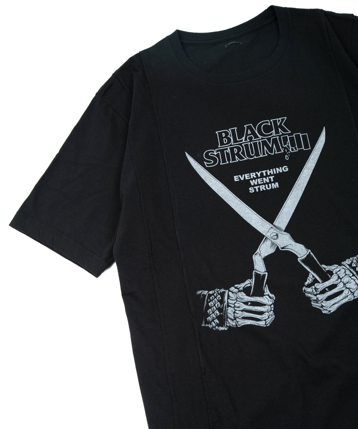 Natural Soft Cotton Oversize BLACK STRUM Crew Neck T-shirt - BLACK