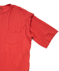 80/2 強撚天竺 オーバーサイズ レイヤード クルーネック T シャツ - RED