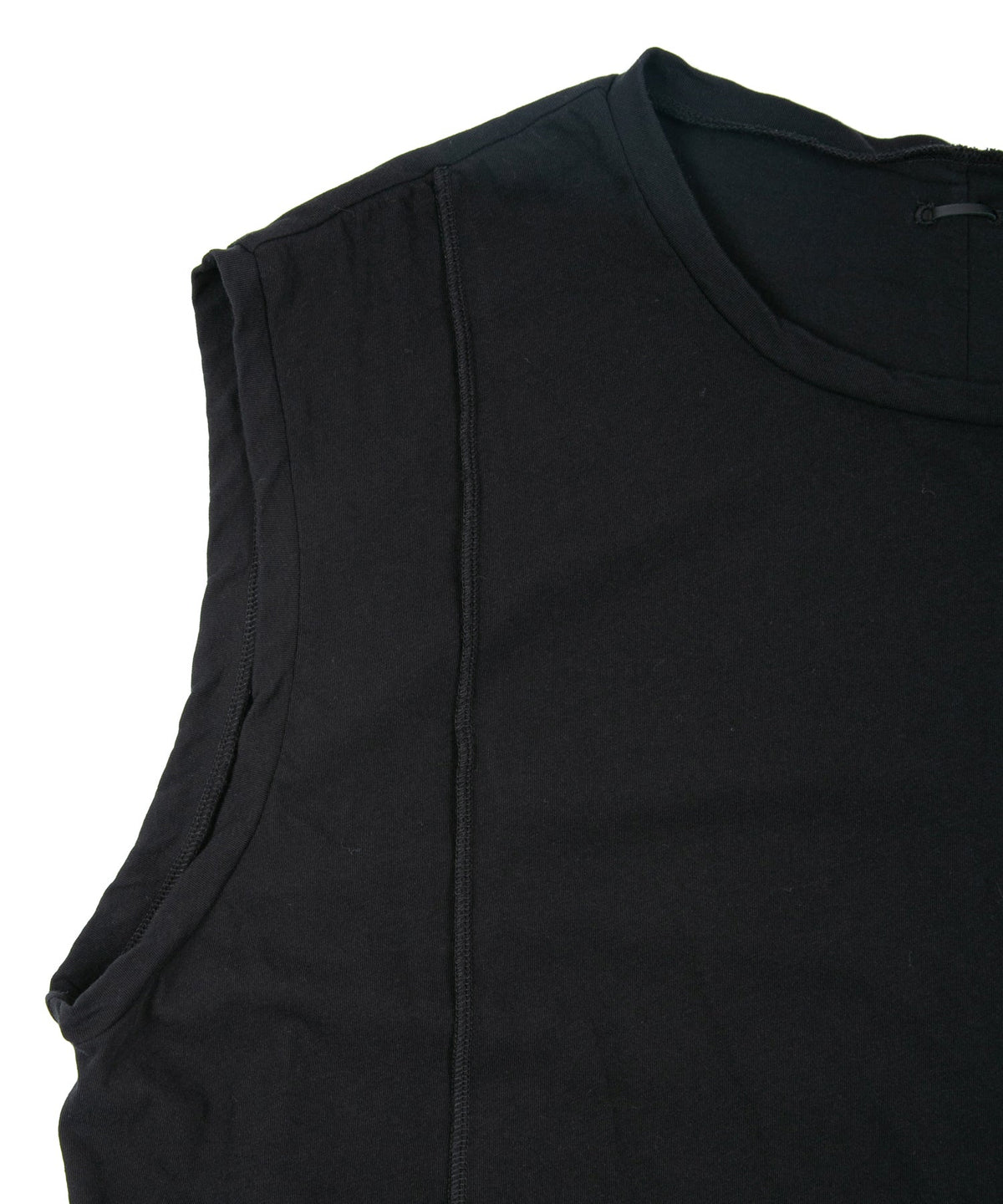 Hard Twist Cotton Over Size Sleeveless Cut&Sew - BLACK