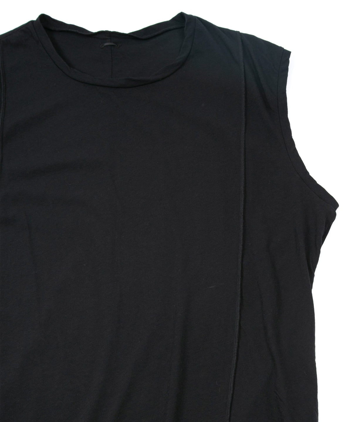 Hard Twist Cotton Over Size Sleeveless Cut&Sew - BLACK