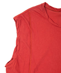 80/2 強撚天竺 オーバーサイズ ノースリーブ カットソー - RED