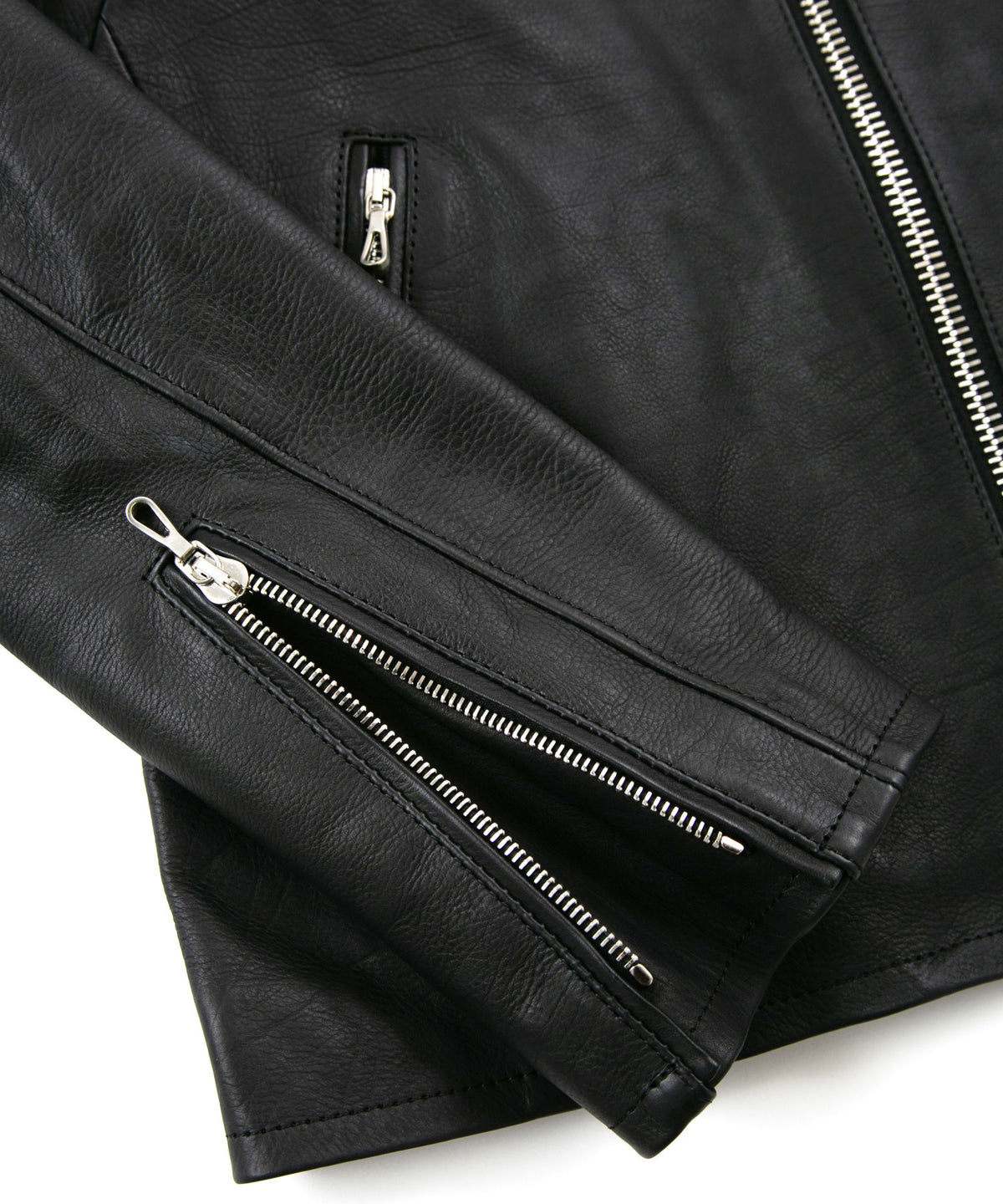 オイルカーフ SLATER シングルライダースジャケット - BLACK