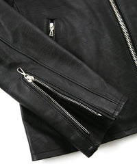 オイルカーフ SLATER シングルライダースジャケット - BLACK