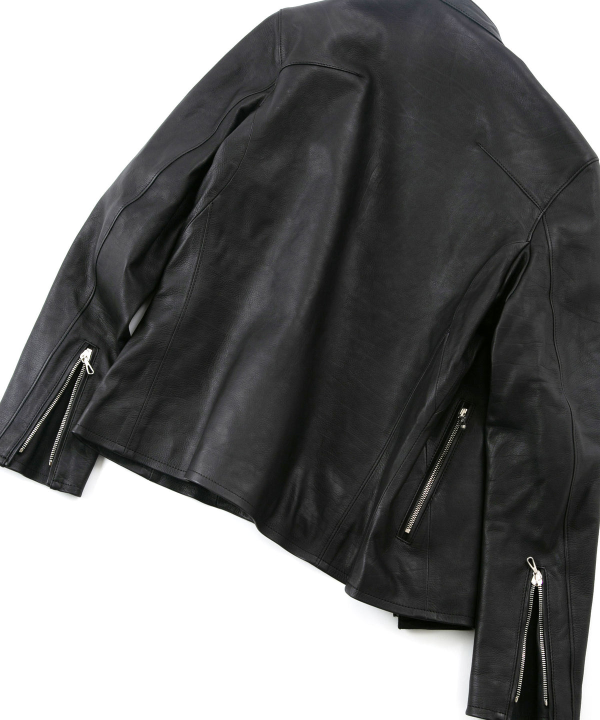 オイルカーフ SLATER シングルライダースジャケット - BLACK