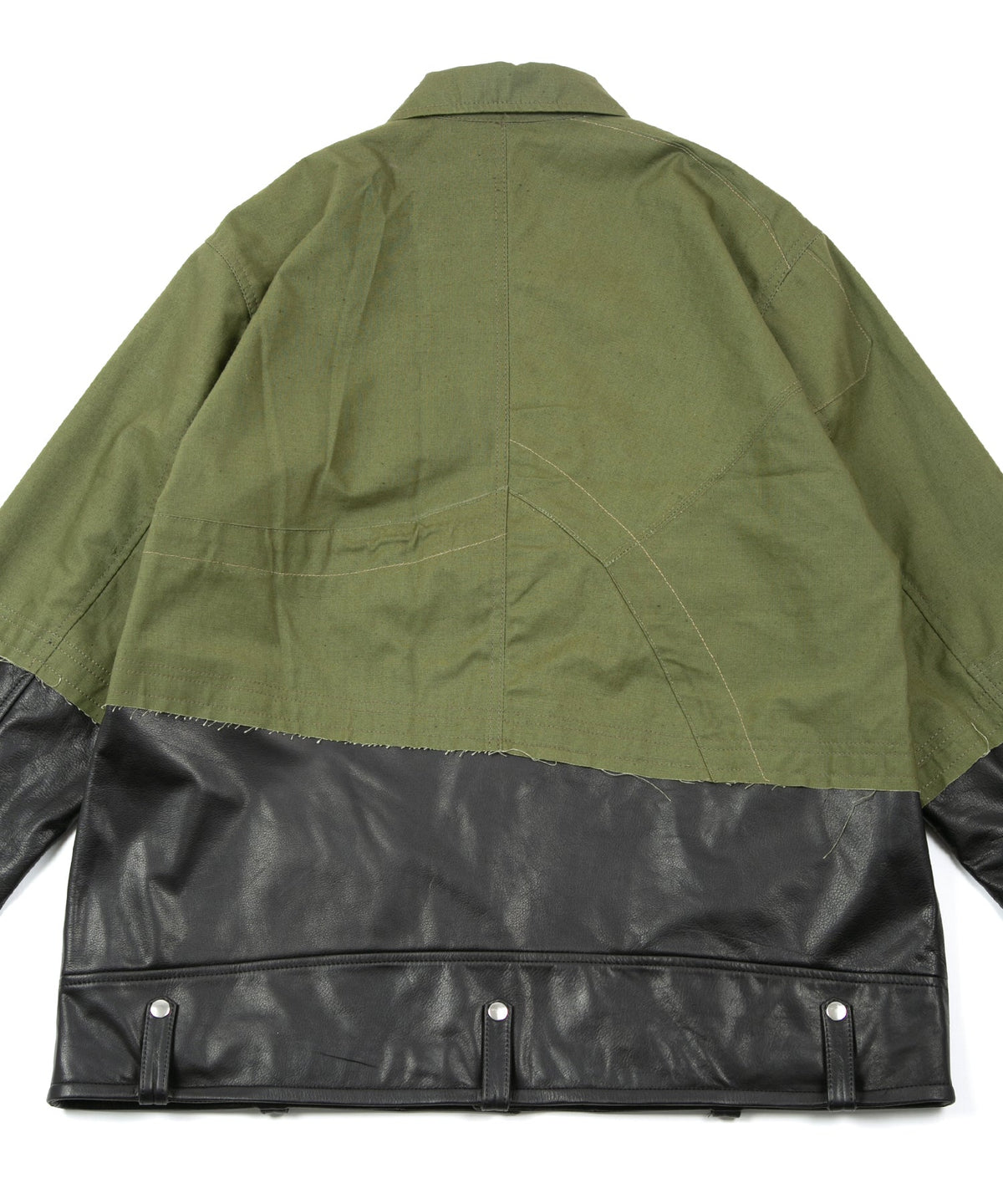 ジャパン オイルマット ステア & フランス軍デッドストックポンチョ JAG コンビネーション ブルゾン - BLACK × KHAKI