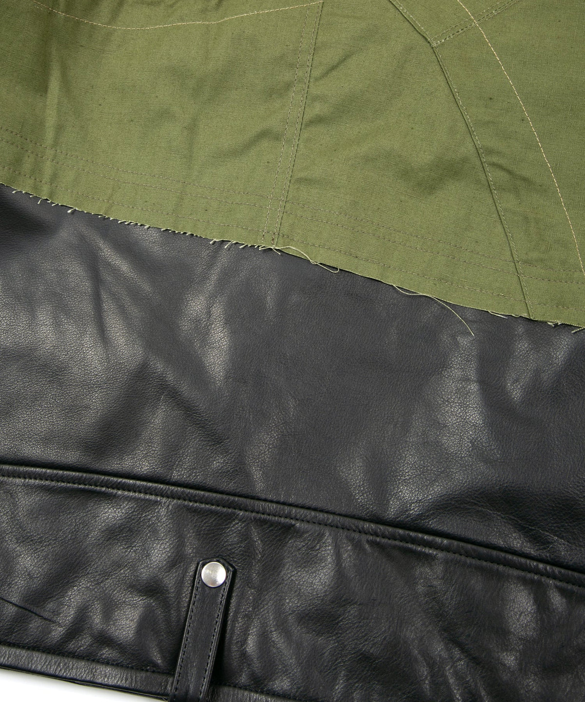 ジャパン オイルマット ステア & フランス軍デッドストックポンチョ JAG コンビネーション ブルゾン - BLACK × KHAKI