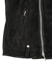 ジャパンカーフスエード RENTON ダブルライダースベスト - BLACK