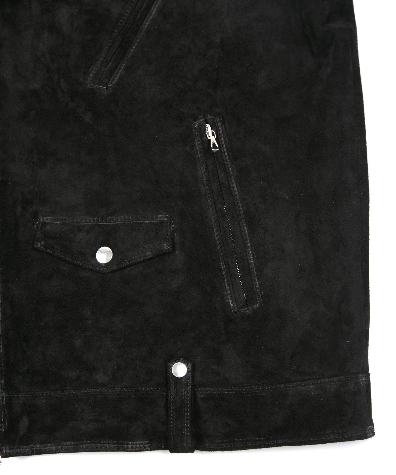 ジャパンカーフスエード RENTON ダブルライダースベスト - BLACK