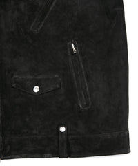 ジャパンカーフスエード RENTON ダブルライダースベスト - BLACK