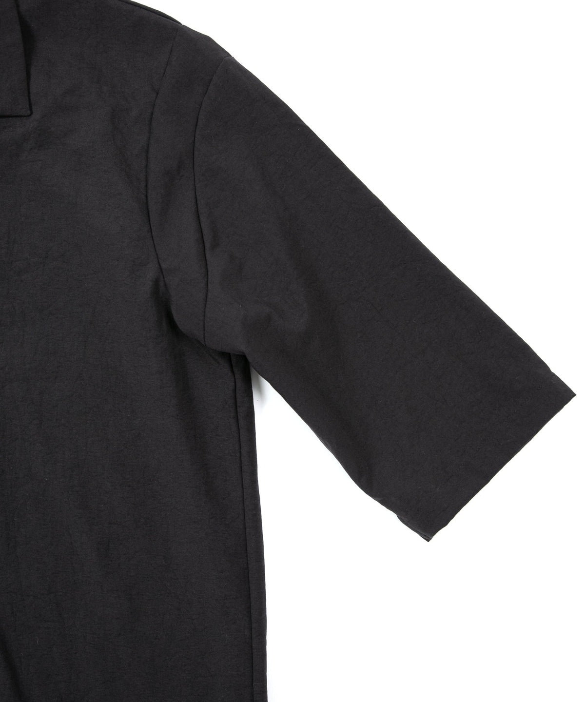 Taslan Finished Nylon Ox Open-necked Half-Sleeve Shirts - BLACK