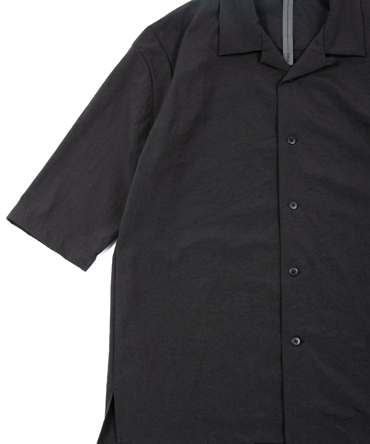 Taslan Finished Nylon Ox Open-necked Half-Sleeve Shirts - BLACK
