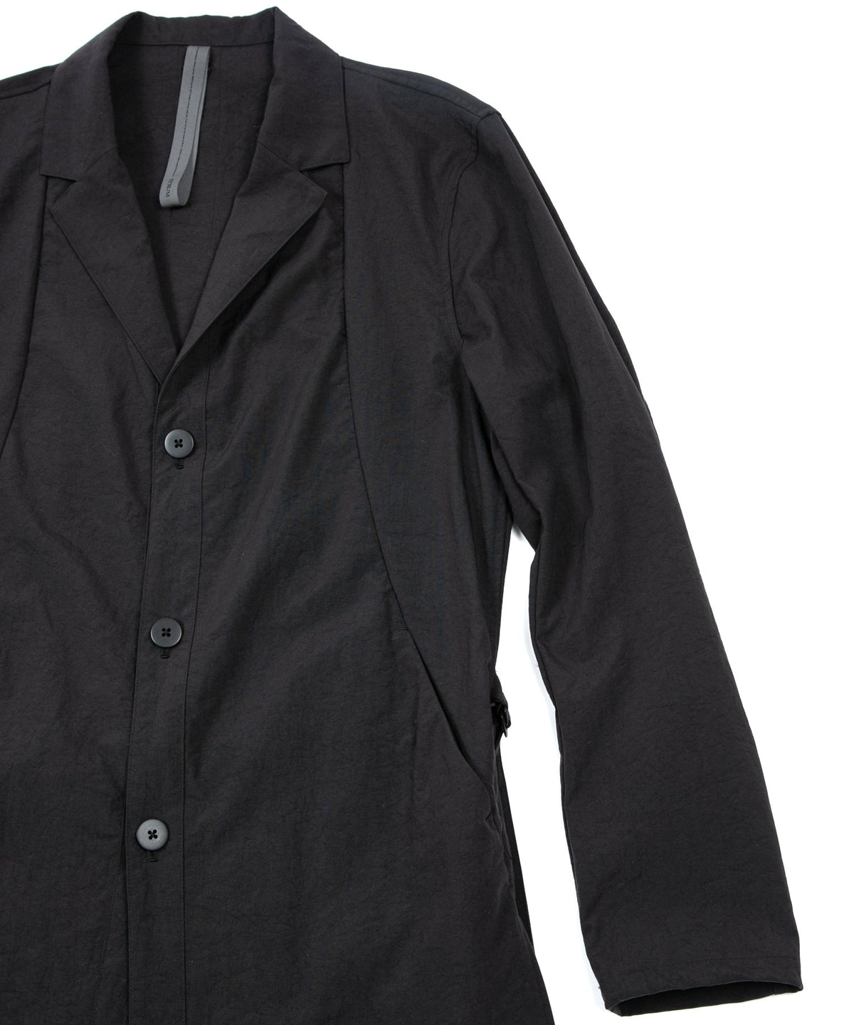 Taslan Finished Nylon Ox Long Jacket - BLACK