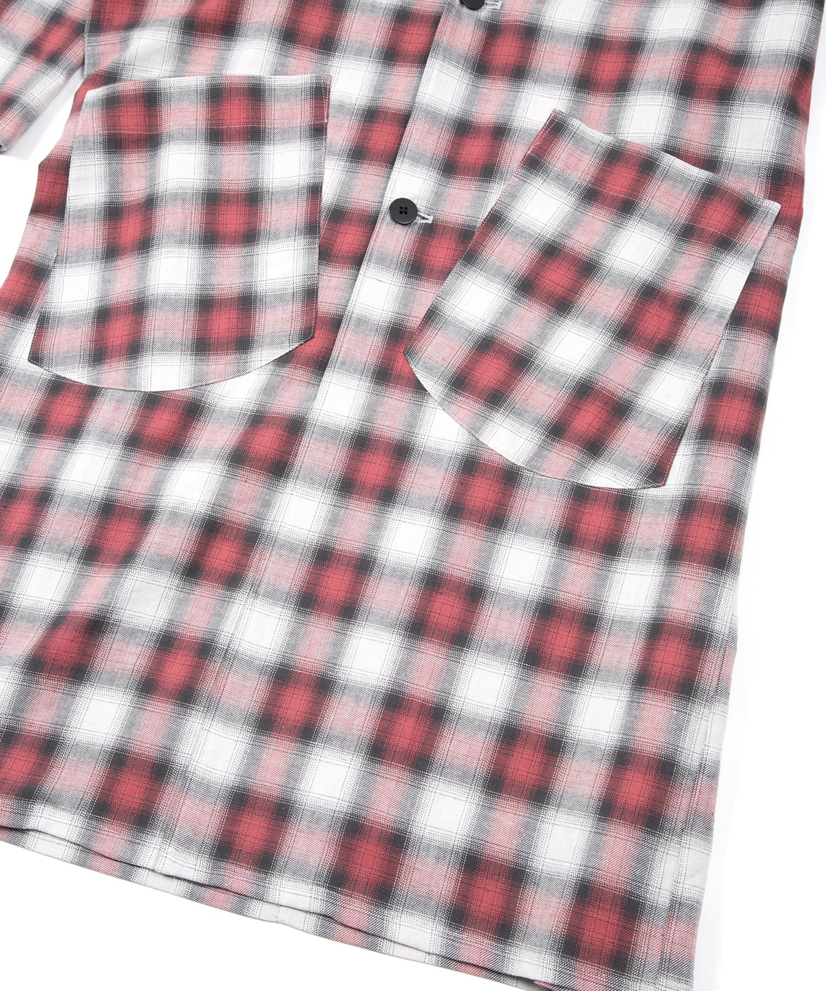 コットン リネン ラミー オンブレチェック ツイール & ポリエステルレオパードサテン ロングガウン - RED CHECK×LEOPARD