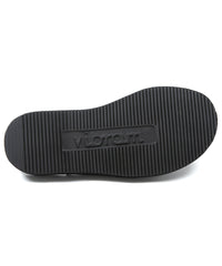 シルキーベロア & テンペスティ エルバマット オイルバケッタレザー サンダル - BLACK