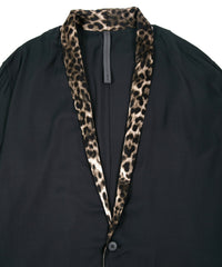 レーヨン ツイール & ポリエステルレオパードサテン ロングガウン - BLACK×LEOPARD