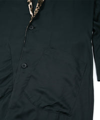 レーヨン ツイール & ポリエステルレオパードサテン ロングガウン - BLACK×LEOPARD