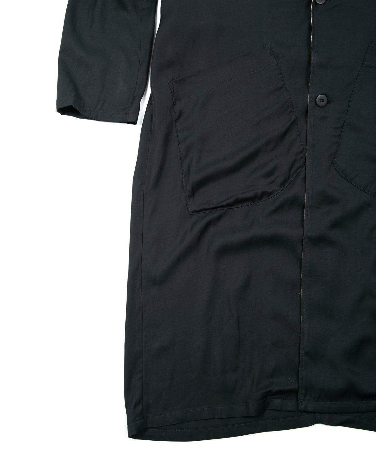 レーヨン ツイール & ポリエステルレオパードサテン ロングガウン - BLACK×LEOPARD