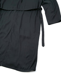 レーヨン ツイール & ポリエステルレオパードサテン ロングガウン - BLACK×LEOPARD