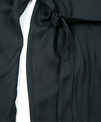 レーヨン ツイール & ポリエステルレオパードサテン ロングガウン - BLACK×LEOPARD