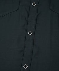 RayonTwill & Leopard Printed Satin Western Shirts - BLACK×LEOPARD