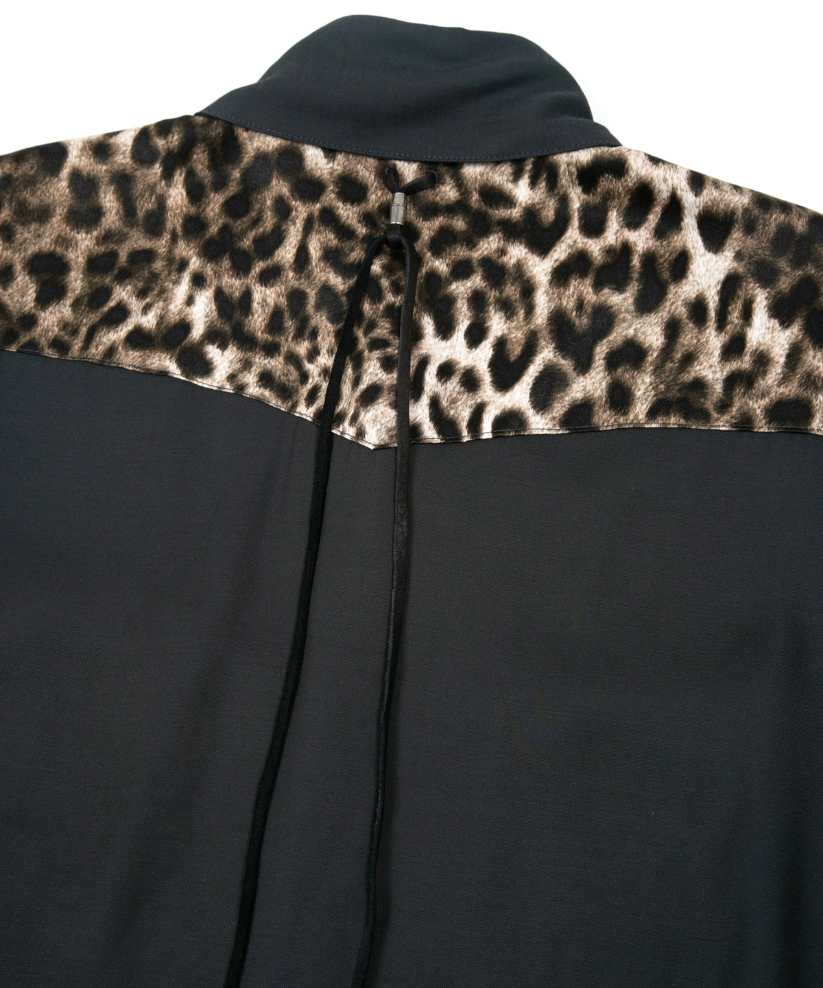 RayonTwill & Leopard Printed Satin Western Shirts - BLACK×LEOPARD