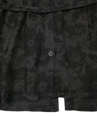 コットンリネン 花柄プリント 製品染め ロングカーディガン - GRAY×BLACK