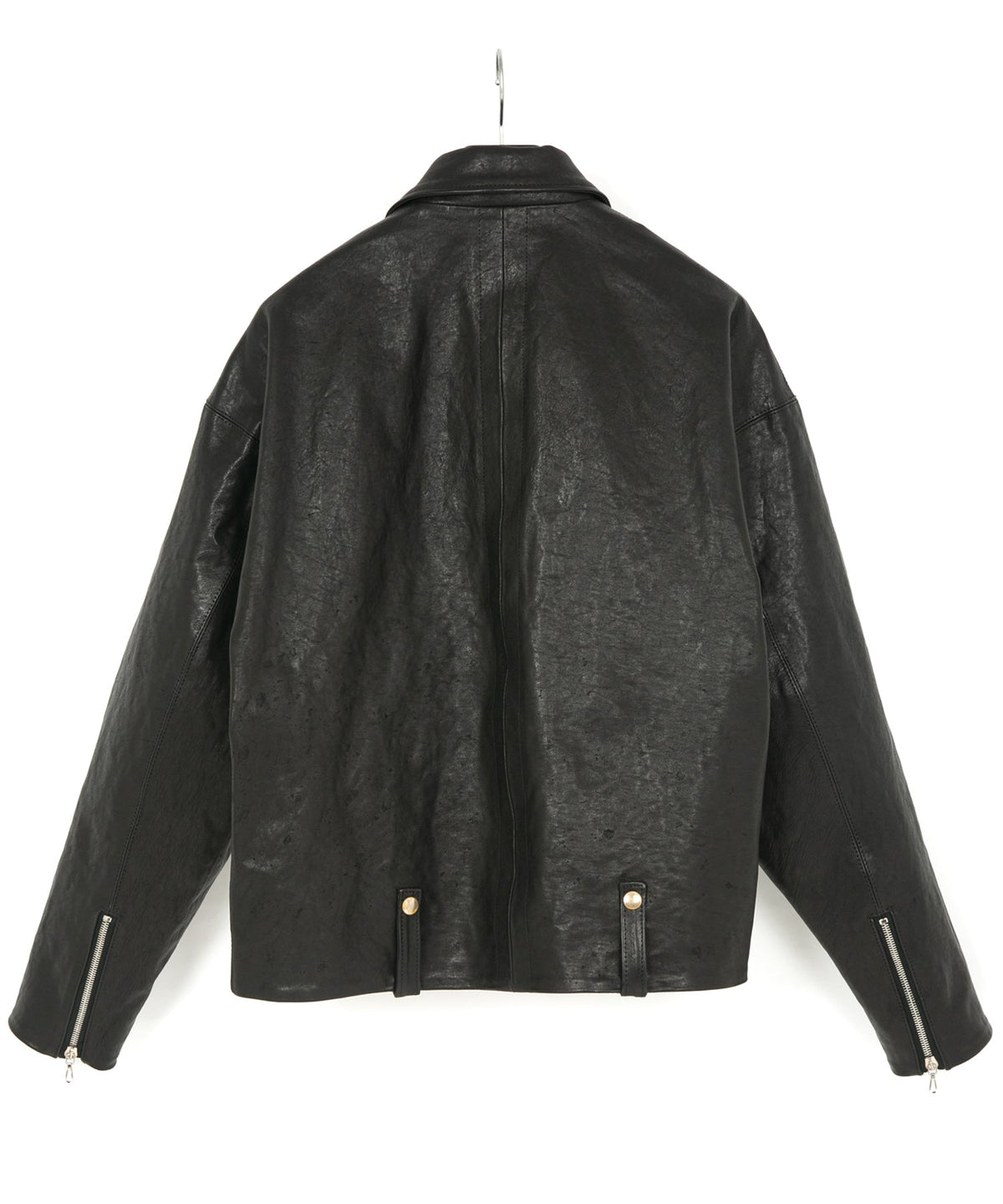 STRUM × P.E.O.T.W AG フルタンニン ピット鞣し シュリンク ホースハイド オーバーダブルライダースジャケット - BLACK