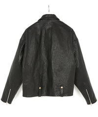 STRUM × P.E.O.T.W AG フルタンニン ピット鞣し シュリンク ホースハイド オーバーダブルライダースジャケット - BLACK