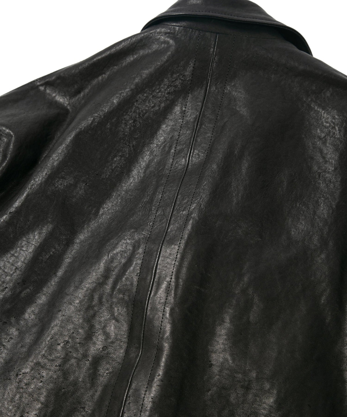 STRUM × P.E.O.T.W AG フルタンニン ピット鞣し シュリンク ホースハイド オーバーダブルライダースジャケット - BLACK