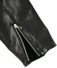 STRUM × P.E.O.T.W AG フルタンニン ピット鞣し シュリンク ホースハイド オーバーダブルライダースジャケット - BLACK