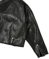 STRUM × P.E.O.T.W AG フルタンニン ピット鞣し シュリンク ホースハイド オーバーダブルライダースジャケット - BLACK