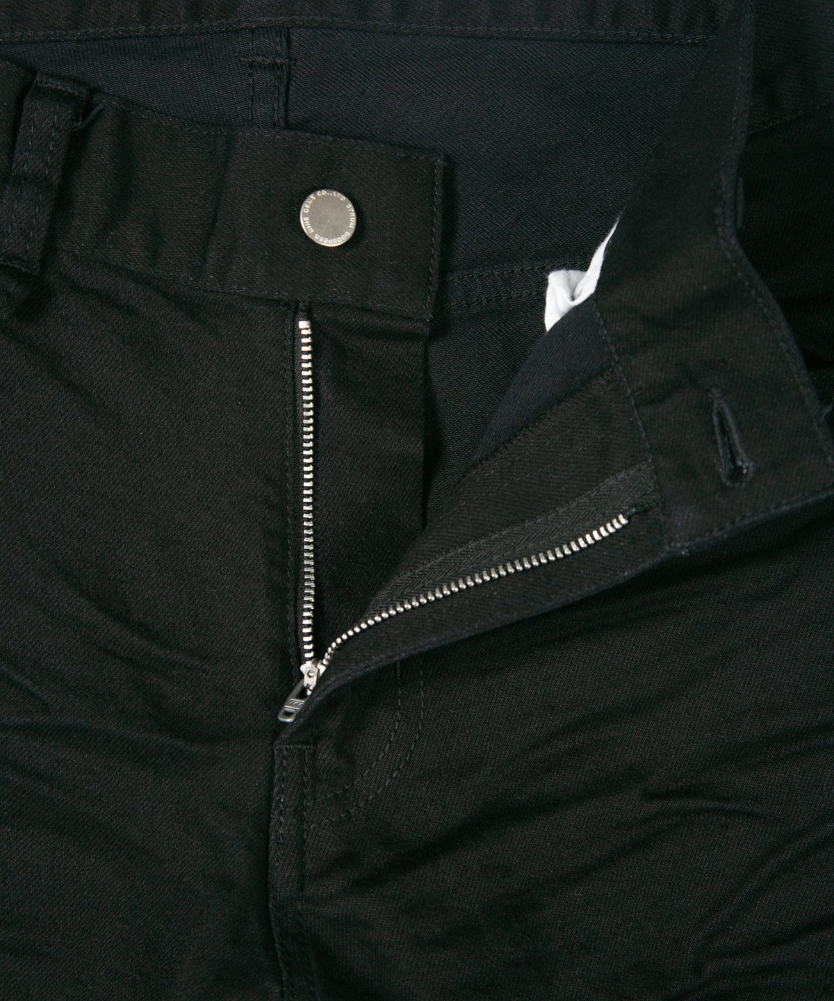 11oz Organic Cotton Stretch Denim "TIGHT JOE" Tight Straight Jeans ONE WASH & LEATHER W KNEES , POCKET / BLACK