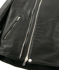 フランスホースハイド JAY セミシングルライダースジャケット - BLACK