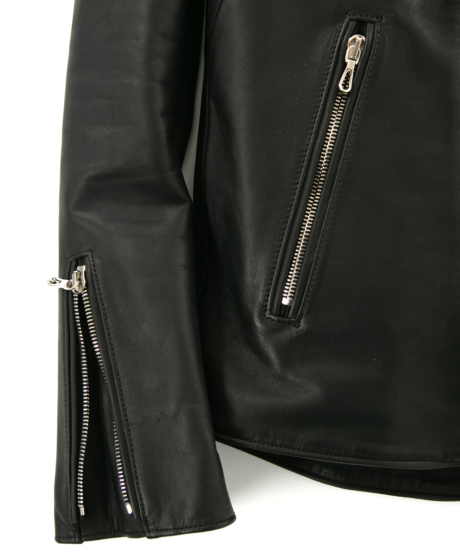 フランスホースハイド JAY セミシングルライダースジャケット - BLACK